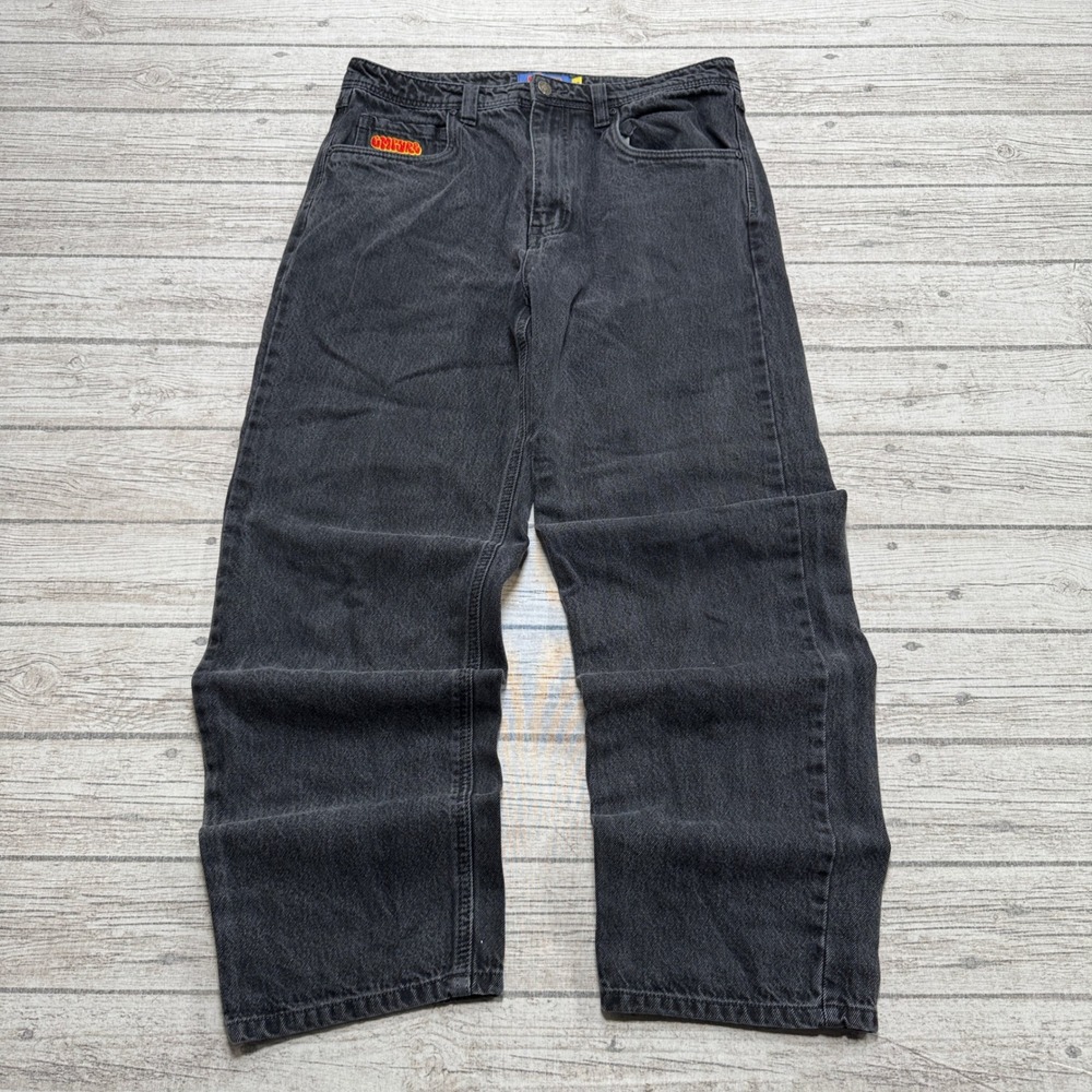 Y2K Empyre Jeans Men's 32 Black Faded Denim Wide Leg Loose Fit Skater Streetwear